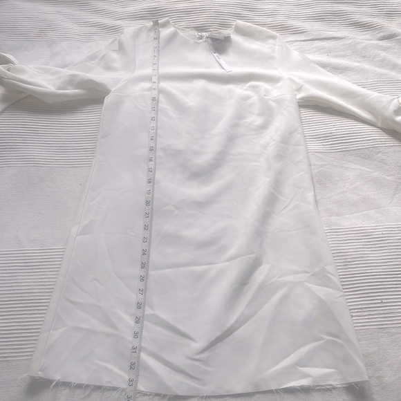 ASOS White Raw Hem Shift Dress Size 2 - Picture 7 of 9
